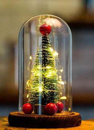 Новогодняя елка в колбе с Led подсветкой и шарами со светодиод...