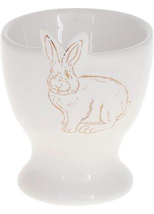 Підставка для яйця "Bunny" 6.5 см, кераміка, білий із золотом