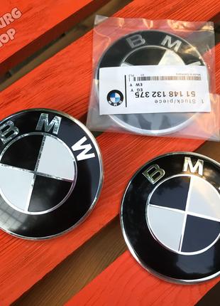 Комплект черно-белых эмблем значков на капот / багажник BMW 82...