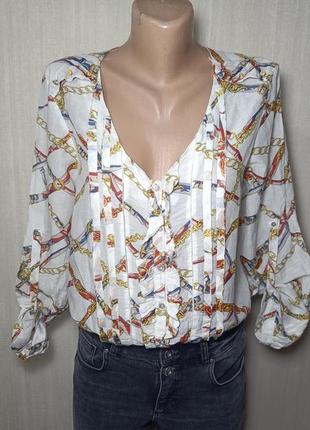 Блузка с ремнями и цепочками zara. шелковая блуза. стильная бл...