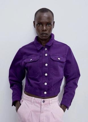 Джинсова курточка фіолетова