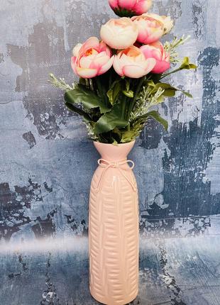 Настольная ваза "Ария" в розовом цвете фактурная h 25 см