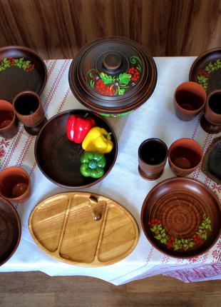 Набор глиняной посуды на 6 персон Калина №23 "Для вторых блюд "