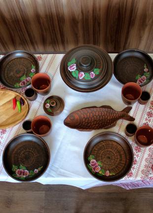 Набор глиняной посуды Керамклуб Пион на 6 персон №30