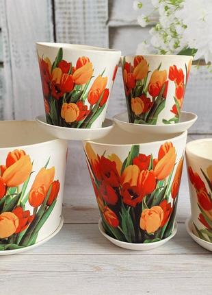 Набор цветочных горшков Керамклуб №14 букет тюльпанов