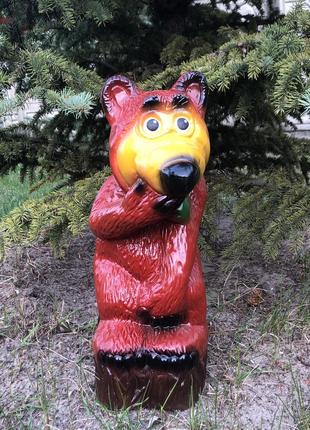 Садово-парковая фигура Медведь на пне h 48 см