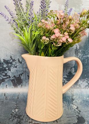 Настольная ваза кувшин Керамклуб h 19 см в персиковом цвете фа...