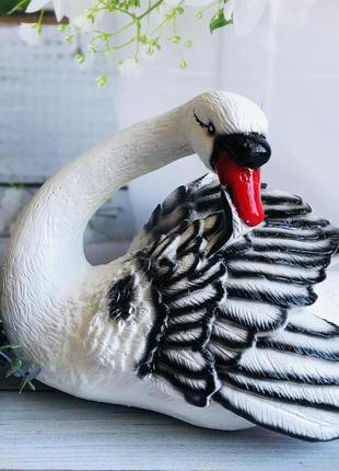 Садовая фигура Керамклуб Лебедь черно-белый 35 см