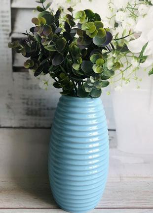 Настольная ваза Керамклуб Изабелла в голубом цвете h 25 см