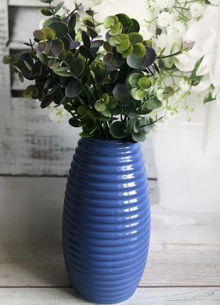 Настольная ваза Керамклуб Изабелла в синем цвете h 25 см