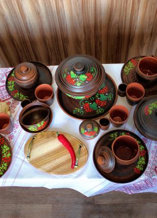 Набор глиняной посуды на 4 персоны Калина №22 "Украинский стиль"