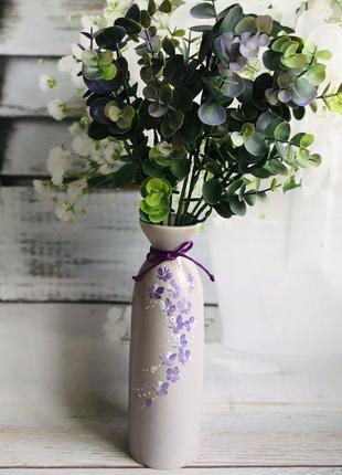 Настольная ваза "Ария" в фиолетовом цвете с росписью h 25 см