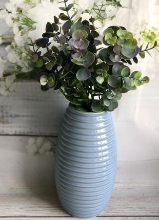Настольная ваза Керамклуб Изабелла в бледно-голубом цвете h 25 см