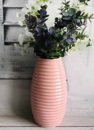 Настольная ваза Керамклуб Изабелла в розовом цвете h 25 см