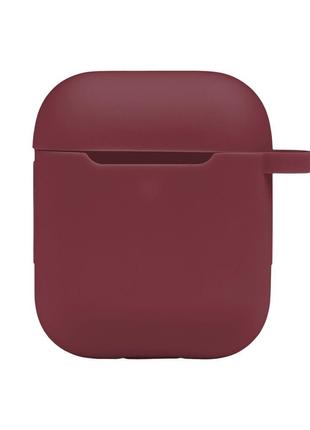 Чехол с карабином Silicone Case Airpods 1 / Airpods 2 Rose red