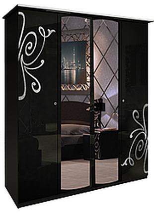 Шкаф 4-дверный с зеркалами Богема