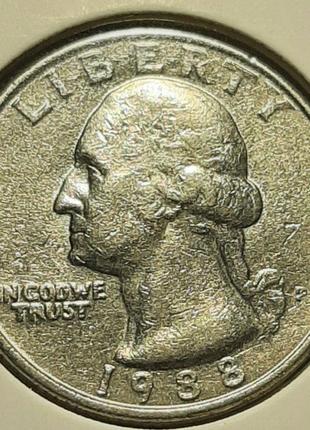 Монета США ¼ долара,1988 року, Чверть долара, Мітка монетного ...
