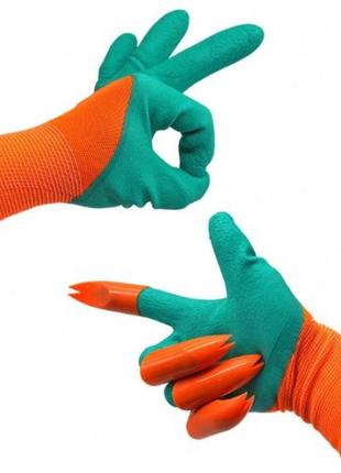 Садовые перчатки с раздвоенными когтями garden genie gloves ( ...