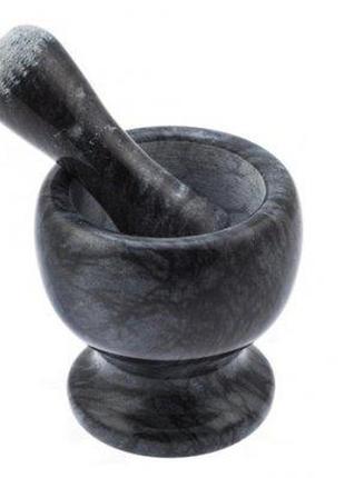 Ступка кам'яна з товкачем чорного кольору н 11 см ø 10 см (шт)