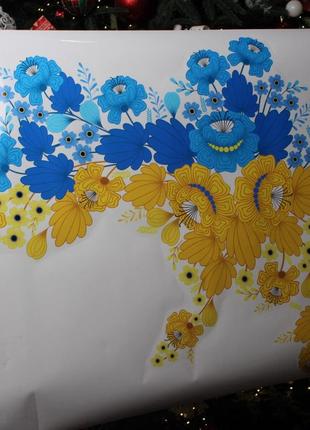 Интерьерная наклейка на стену Карта Украины Цветы