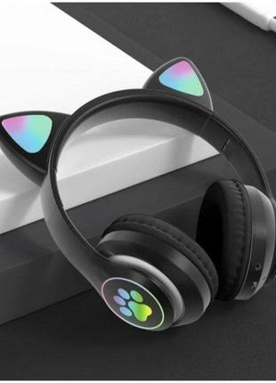 Наушники блютус с ушками Bluetooth MDR CAT ear с подсветкой Че...