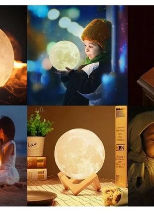 Настольный светильник-ночник Луна на аккумуляторе , 3D Moon La...