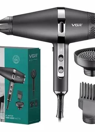 Профессиональный мощный фен для волос VGR V-451 2200 вт с наса...