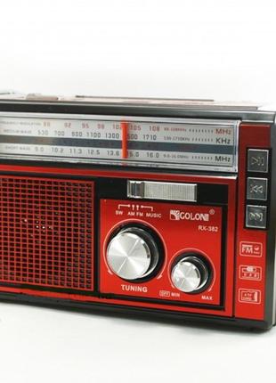Радіоприймач GOLON RX-382 з MP3, USB + ліхтарик Червоний