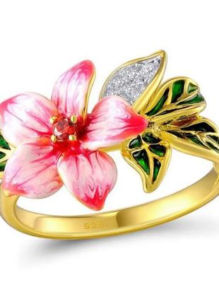 Золотистое женское кольцо роскошное обручальное колечко розово...