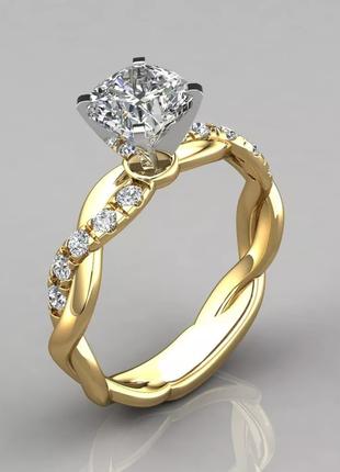 Классическое кольцо женское с большим белым камнем помолвка ил...