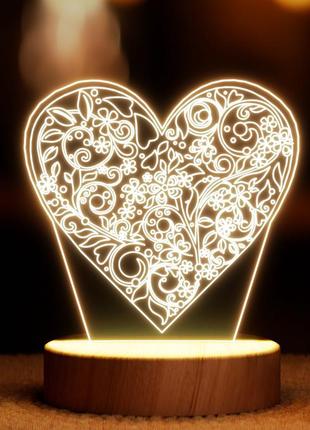 Светильник-ночник от usb "сердце с узорами".