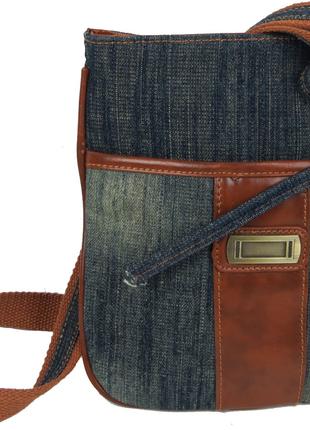 Джинсовая сумка на плечо Fashion jeans bag 8079 Темно-синяя