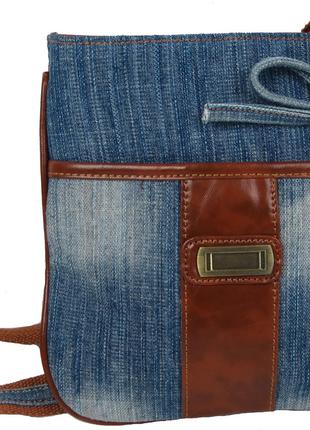 Наплечная джинсовая сумка Fashion jeans bag 8079 Синяя