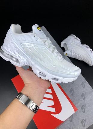 Nike air max plus tn кроссовки мужские белые кожаные топ качес...