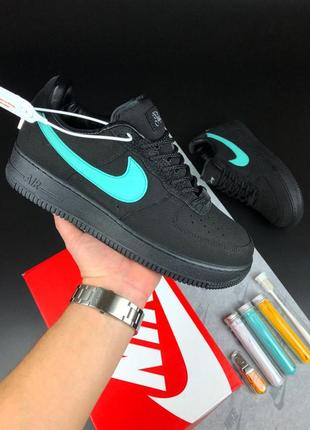 Nike air force 1 low tiffany кроссовки мужские замшевые черные...