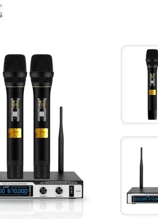 Мікрофони професійні бездротові комплект 2 мікрофони з базою T...