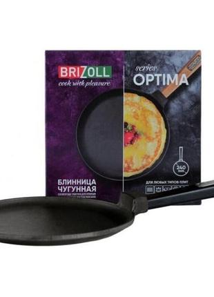 Сковорода блинная brizoll optima чугунная 240х15 мм black.