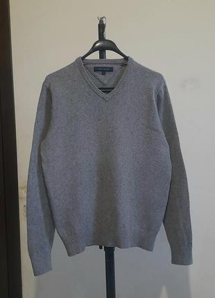 Серый хлопковый свитер с шерстью