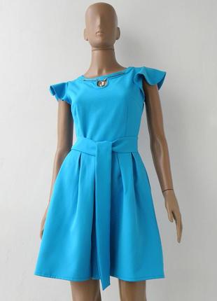 Нарядное платье синего цвета с воланами 44, 46 размеры (38, 40...
