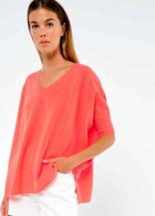 Кашеміровий светр оверсайз кораловий cashmere&cotton one size