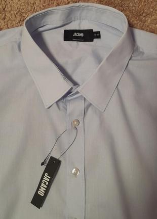 Баталовая рубашка с короткими рукавами голубого цвета jacamo m...