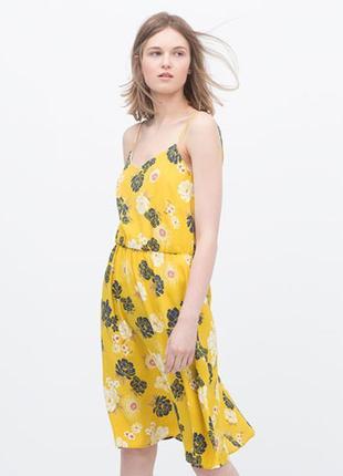 Желтое платье с цветочным принтом от zara