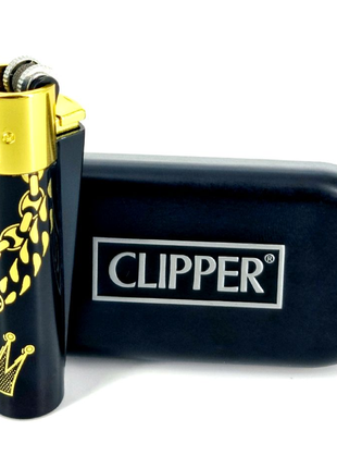 Зажигалка Clipper металл с рисунком Подарочная