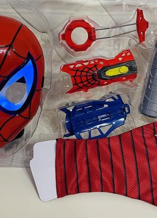 Супергерои спайдермен, маска, перчатка, стреляет, светится