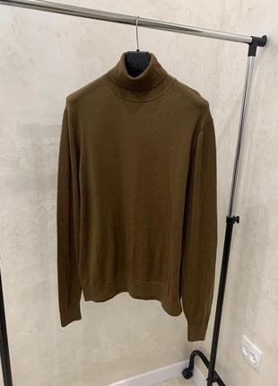 Гольф пуловер uniqlo свитер джемпер коричневый шерстяной базовый
