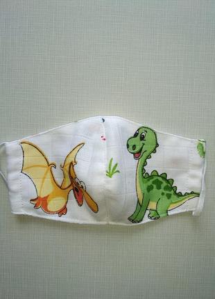 Дитяча маска з мусліну з динозаврами для дітей
