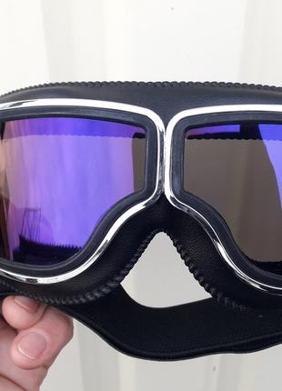 Лыжные очки маска Retro Black с затемнённой линзой