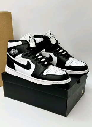 Кроссовки высокие Nike Air Jordan 1 (black / white)