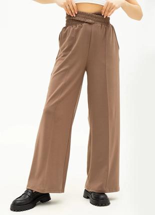 Бежевые свободные брюки с двойной резинкой, размер L