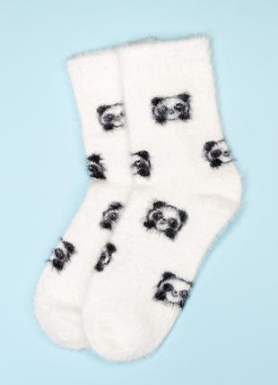 Бело-черные теплые носки с принтом, размер 36-41